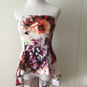 Bebe Floral Graphic Peplum Top